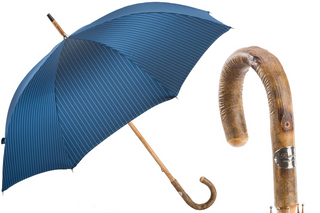 Solid stick ash wood water-resistant handmade Italian men's umbrella front view