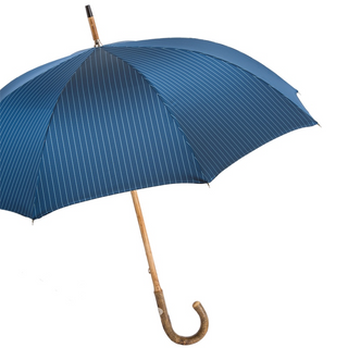 Solid stick ash wood water-resistant handmade Italian men's umbrella side view