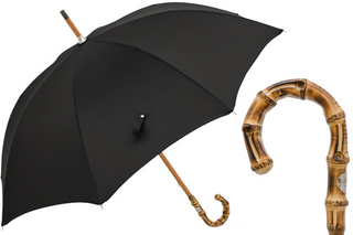 Black bamboo handle durable polyester canopy handmade Italian men's umbrella front