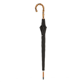 Black bamboo handle durable polyester canopy handmade Italian men's umbrella close-up
