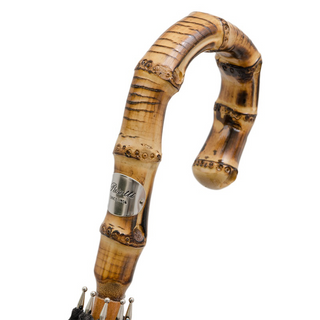 Black bamboo handle durable polyester canopy handmade Italian men's umbrella detail