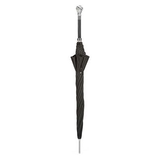 Classic silver knob handle luxury handmade Italian men's umbrella close-up