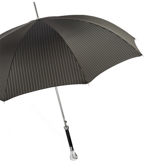Classic silver knob handle luxury handmade Italian men's umbrella side view