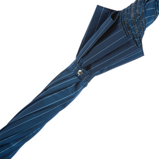 Fish handle automatic blue canopy handmade Italian men's umbrella top view