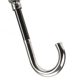 Striped dandy silver brass handle handmade Italian men's rain umbrella canopy