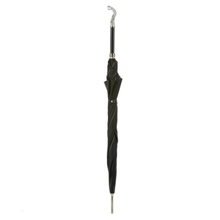 Luxury cobra brass handle wide canopy automatic Italian men's umbrella close-up