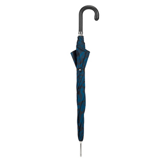 Camouflage navy leather handle automatic handmade Italian men's umbrella close-up