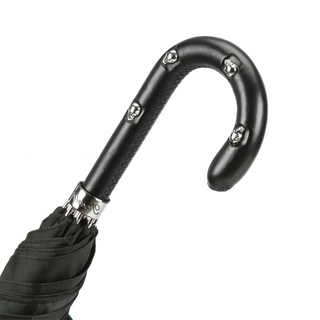 Black camouflage leather skull accents automatic handmade Italian umbrella canopy