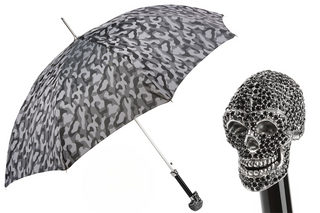 Camouflage black skull Swarovski crystal handle handmade Italian umbrella front view