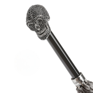 Camouflage black skull Swarovski crystal handle handmade Italian umbrella canopy