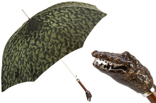 Camouflage crocodile brass handle automatic Italian luxury men's umbrella front view