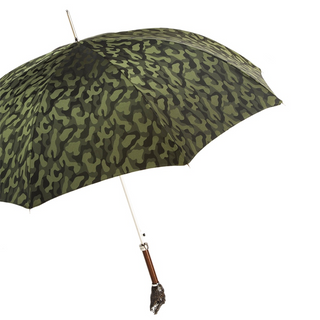 Camouflage crocodile brass handle automatic Italian luxury men's umbrella side view
