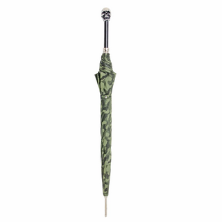 Luxury camouflage skull handle automatic handmade Italian men's umbrella close-up