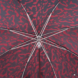 Red camouflage studded leather handle automatic handmade Italian umbrella top view