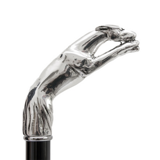 Luxury designer silver greyhound handle automatic handmade Italian umbrella back view
