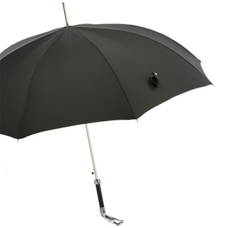 Luxury designer silver greyhound handle automatic handmade Italian umbrella side view