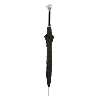 Silver lion silver-plated handle handmade Italian luxury men's umbrella close-up