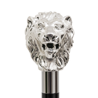 Silver lion silver-plated handle handmade Italian luxury men's umbrella back view