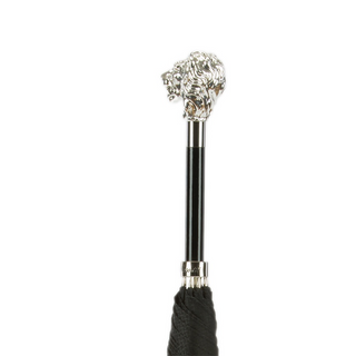Silver lion silver-plated handle handmade Italian luxury men's umbrella detail