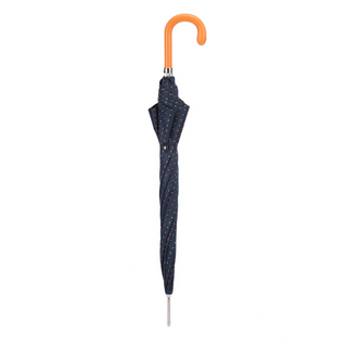 Automatic tie print orange leather handle stylish Italian men's umbrella close-up