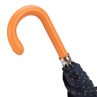 Automatic tie print orange leather handle stylish Italian men's umbrella canopy