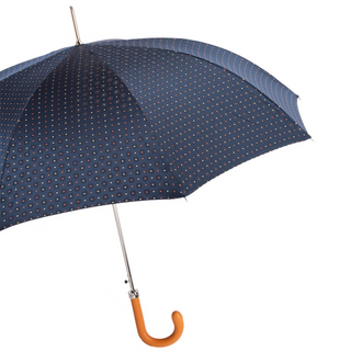 Automatic tie print orange leather handle stylish Italian men's umbrella side view