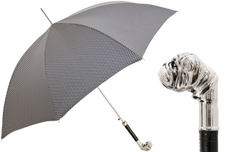 Bulldog metal handle automatic handmade Italian luxury men's umbrella front view