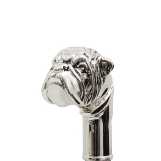 Bulldog metal handle automatic handmade Italian luxury men's umbrella close-up