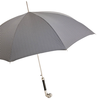 Bulldog metal handle automatic handmade Italian luxury men's umbrella side view