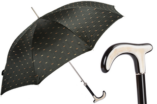 Paisley natural handle automatic Italian designer men's umbrella front view