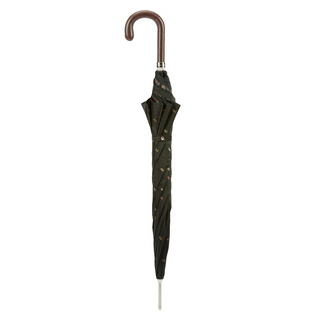 Italian genuine leather handle handmade rain protection men's umbrella close-up