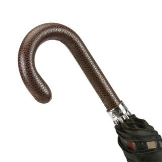 Italian genuine leather handle handmade rain protection men's umbrella canopy