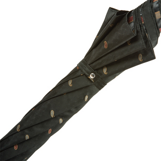 Italian genuine leather handle handmade rain protection men's umbrella top view