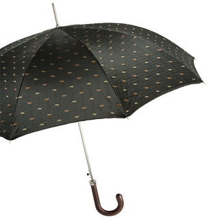 Italian genuine leather handle handmade rain protection men's umbrella side view