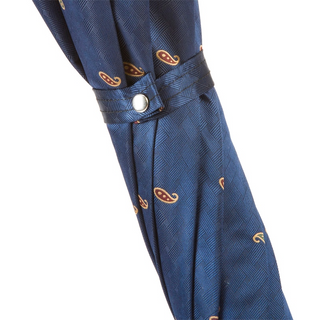 Classic braided leather handle handmade Italian men's rain umbrella top view