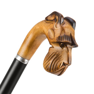 Hand carved Schnauzer wooden handle automatic handmade Italian men's umbrella canopy