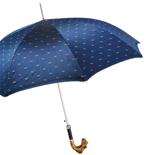 Hand carved Schnauzer wooden handle automatic handmade Italian men's umbrella side