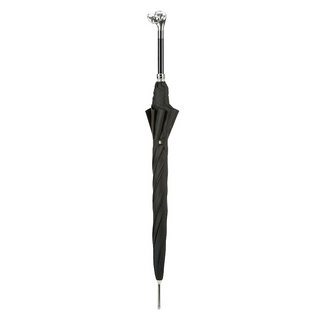 Luxury silver labrador handle handmade Italian men's umbrella close-up