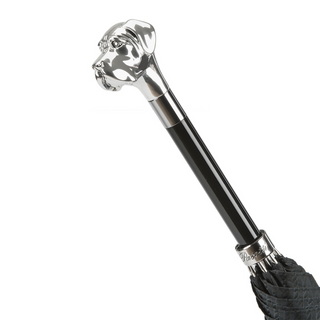 Luxury silver labrador handle handmade Italian men's umbrella detail