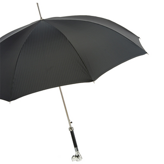 Luxury silver labrador handle handmade Italian men's umbrella side view