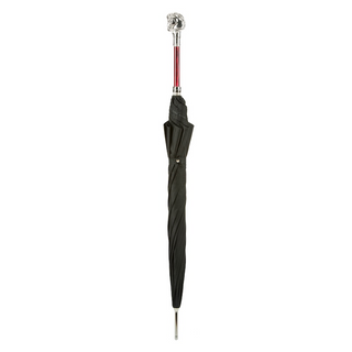 Elegant silver horse handle automatic handmade Italian men's umbrella close-up