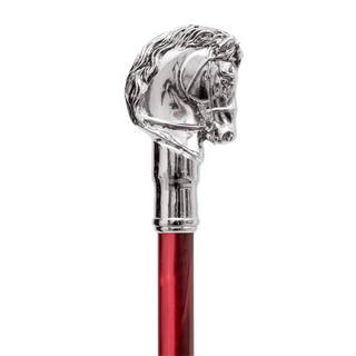 Elegant silver horse handle automatic handmade Italian men's umbrella canopy