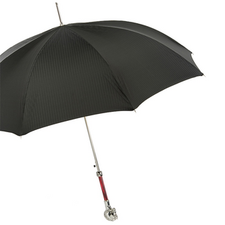 Elegant silver horse handle automatic handmade Italian men's umbrella side view