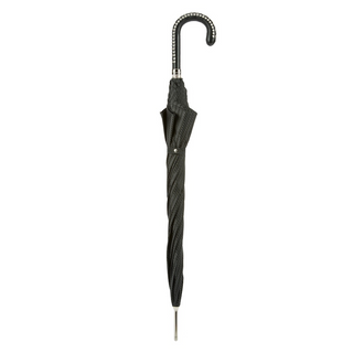 Black studded leather handle waterproof handmade Italian luxury umbrella canopy