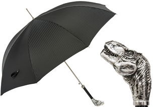 Luxury T-Rex brass handle automatic handmade Italian men's rain umbrella front view