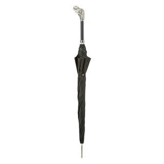 Luxury T-Rex brass handle automatic handmade Italian men's rain umbrella close-up