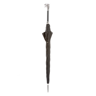 Silver tiger automatic metal handle handmade Italian luxury men's umbrella side view