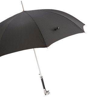Silver tiger automatic metal handle handmade Italian luxury men's umbrella close-up