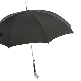Vintage panther brass handle automatic handmade Italian luxury umbrella side view