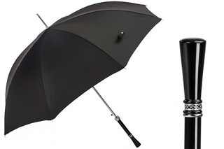Luxury black gentlemen's automatic handmade Italian men's umbrella front view